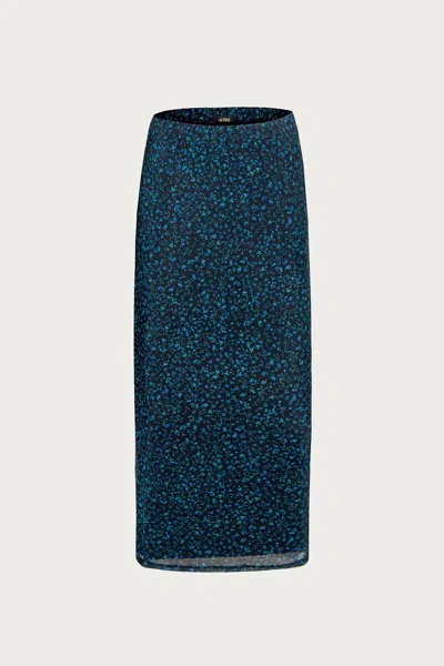 Afrm Felix Mesh Midi Skirt In Blue Daisy Ditsy In Blue