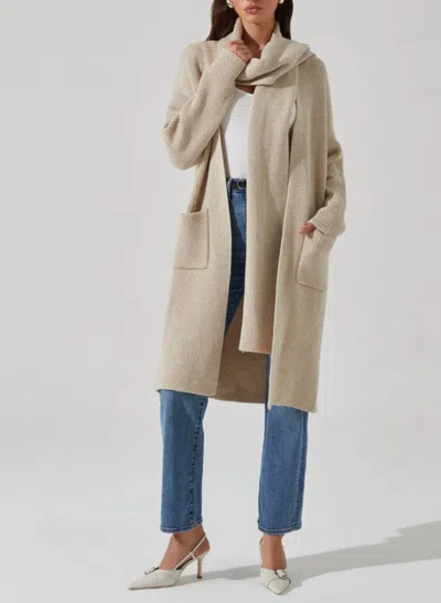 Astr The Label Noemi Scarf Longline Cardigan In Nude