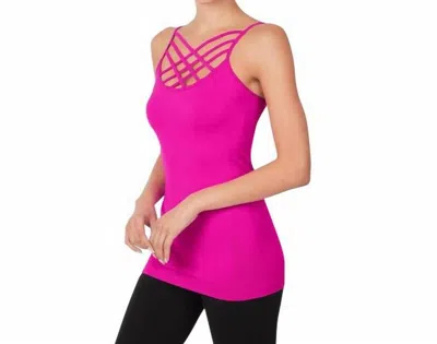 Zenana Criss Cross Strappy Seamless Camisole - Plus In Fuchsia In Pink