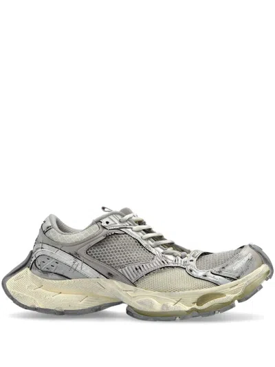 Balenciaga Multicolor Synthetic Leather And Mesh Stapler Sneakers In Gray