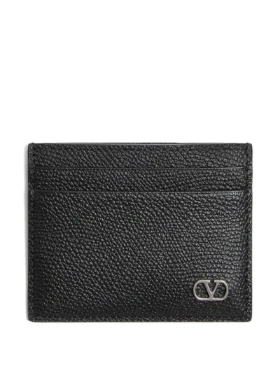 Valentino Garavani Vlogo Signature Garnet Calfskin Card Holder Accessories In Black