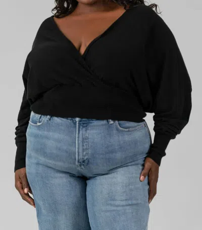 Bitte Kai Rand Mullein Cotton Wrap Sweater - Plus Size In Black In Black