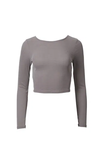 By Together Ribbed Open-back Stretch-modal Top In Mocha In Gray