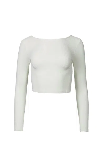By Together Ribbed Open-back Stretch-modal Top In Off-white In Multi