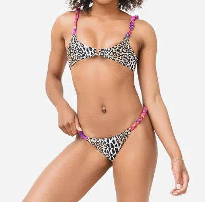 Reina Olga Luca Bikini Set In Leo/pink Flowers In Animal Print