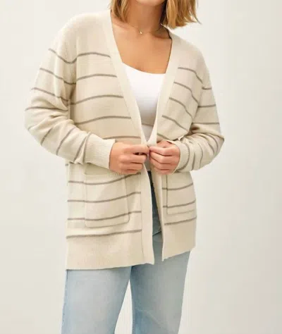 Be Cool Striped Open-front Cardigan Curvy In Beige In Neutral