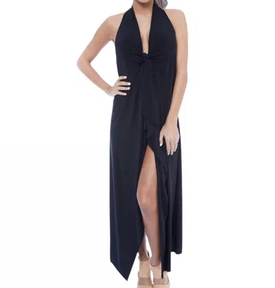 Wrapit By Tish 7-in-1 Long Beach Cover Up Dress In Black In Black