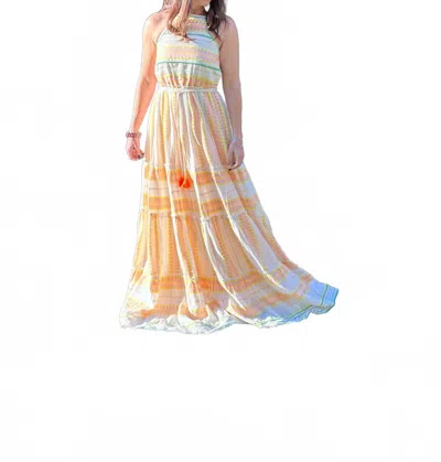 Love V By Jatin Varma Saanvi Jaquard Cotton Maxi Dress In Multi In Multi