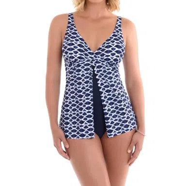 Shape Solver Plus Size Fly Away Swimdress In Indigo Cloud In Blue