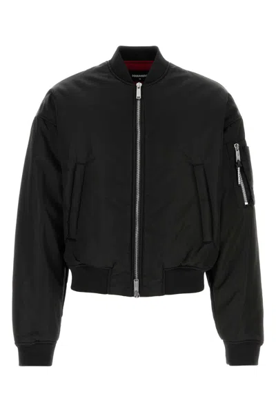 Dsquared2 Black Nylon Bomber Jacket In Black