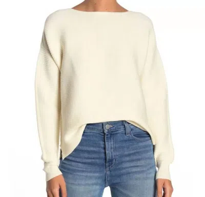 14th & Union Boatneck Ribbed Knit Sweater Ottoman Sleeves In Ivory In White