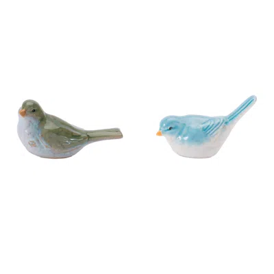 Melrose International Stoneware Bird Figurine (set Of 6) - Green, Blue