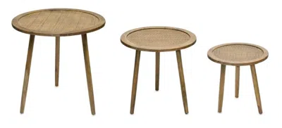 Melrose International Rattan Wood Accent Table (set Of 3) - Brown