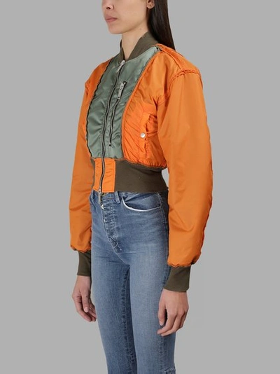 Shop Ben Taverniti Unravel Project Orange/green Cropped Bomber Jacket