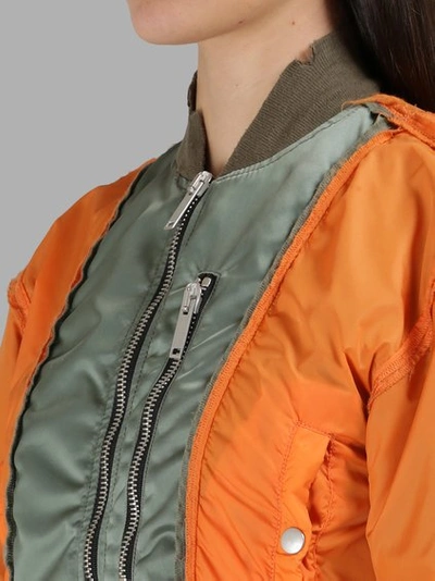 Shop Ben Taverniti Unravel Project Orange/green Cropped Bomber Jacket