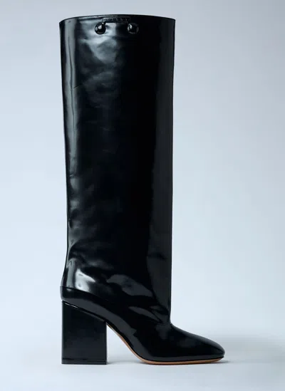 Marni Trunkaroo Black Shiny Leather Boots With Square Toe Design In Black
