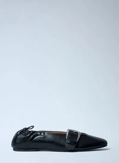 Ganni Ballerina With Buckle Strap In Black