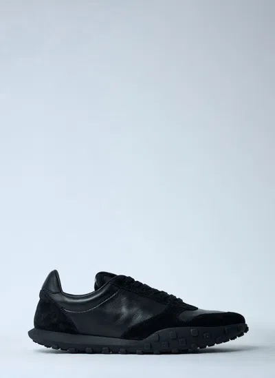 Jil Sander Low Laced Sneakers With Vulcanized Rubber Sole In Black