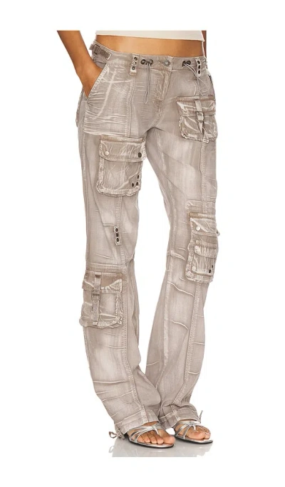 Jaded London Womens Ara Low-rise Washed Woven Cargo Trousers Silver In Brown