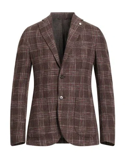 Luigi Bianchi Mantova Rough Man Blazer Brown Size 40 Cotton, Wool, Polyester, Acrylic, Polyamide In Brown