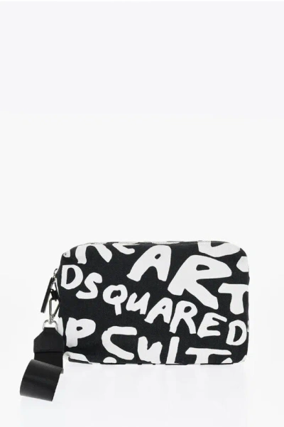 Dsquared2 Denim Clutch With Contrasting Print In Black
