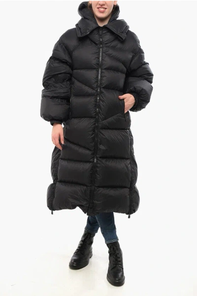 Bacon Side Zipped New Double Long Down Jacket In Black