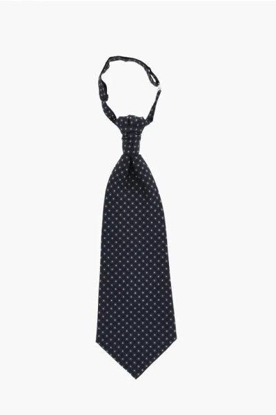 Corneliani Cc Collection All-over Embroidered Silk Ascot Tie In Blue