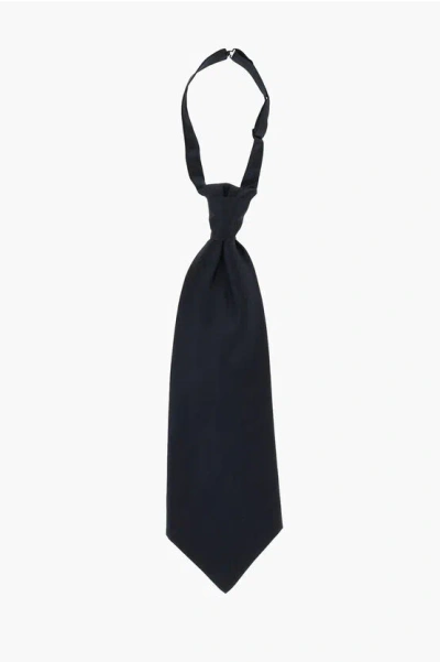 Corneliani Solid Color Satin Ascot Tie In Black