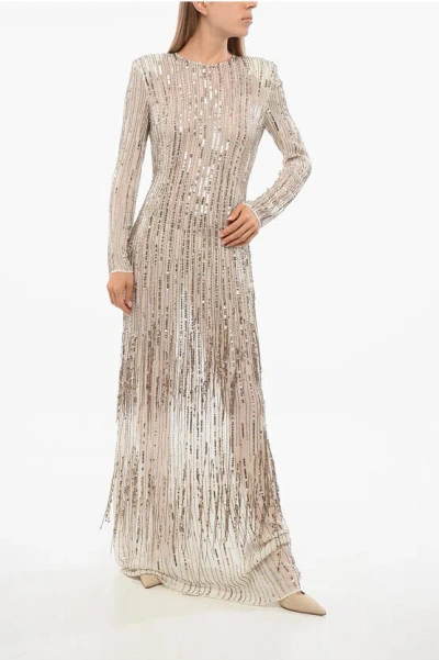 Elisabetta Franchi Sequined Straight Fit Maxidress In Gold