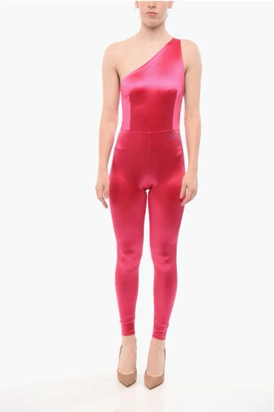 Elisabetta Franchi One-shoulder Lycra Jumpsuit In Pink
