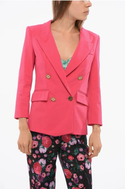 Elisabetta Franchi Double-breasted Blazer With Peak Lapel In Pink