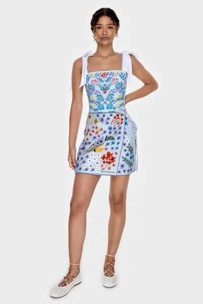 Jessie Zhao New York Swim Cover Up Skirt-blue Garden