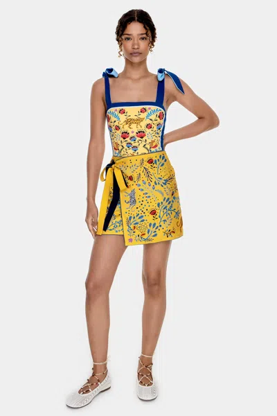 Jessie Zhao New York Swim Cover Up Skirt-amazon Rainforest In Blue