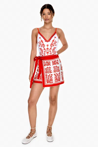 Jessie Zhao New York Swim Cover Up Skirt-red Coral