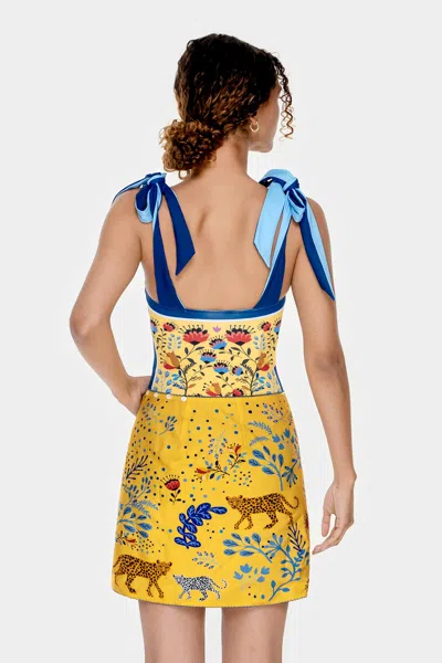 Jessie Zhao New York Swim Cover Up Skirt-amazon Rainforest In Blue