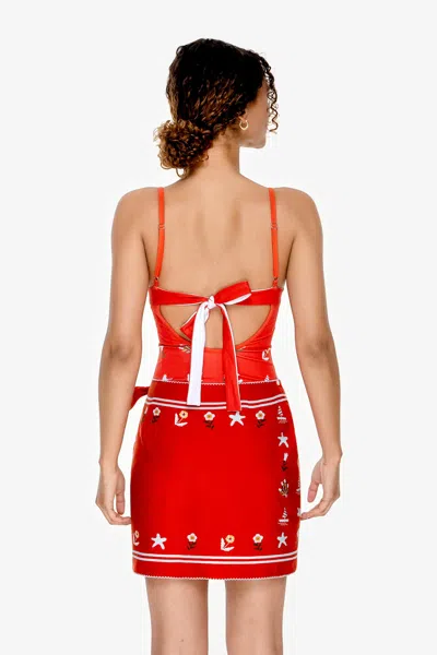 Jessie Zhao New York Swim Cover Up Skirt-red Coral