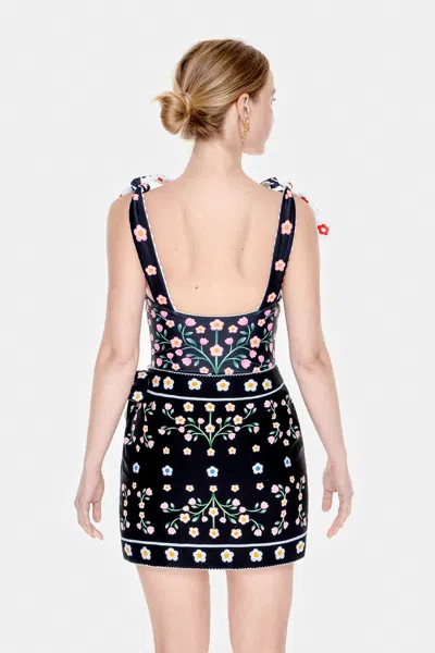 Jessie Zhao New York Swim Cover Up Skirt-night Garden In Black