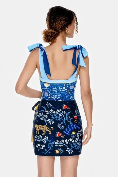 Jessie Zhao New York Swim Cover Up Skirt-amazon Rainforest In Blue