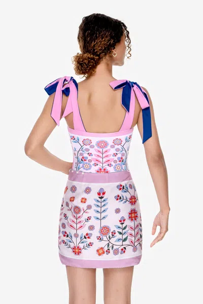 Jessie Zhao New York Swim Cover Up Skirt-pink Garden In Multi