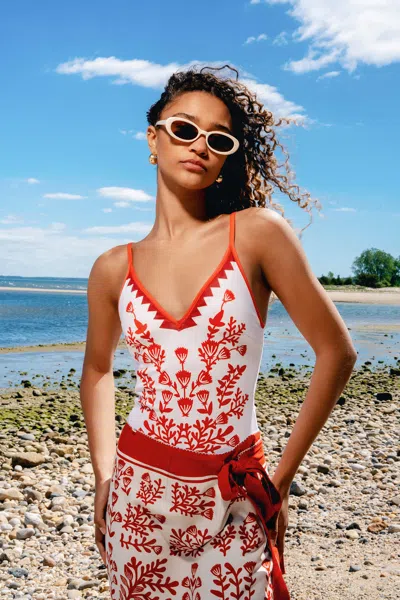 Jessie Zhao New York Swim Cover Up Skirt-red Coral