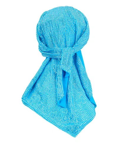 Giuseppe Di Morabito Crystal-embellished Mesh Beanie In Blue