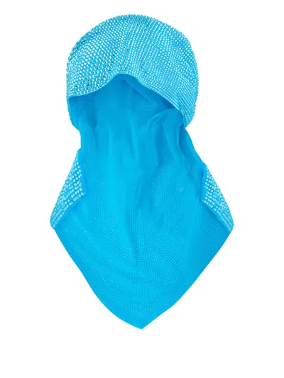 Giuseppe Di Morabito Crystal-embellished Mesh Beanie In Blue