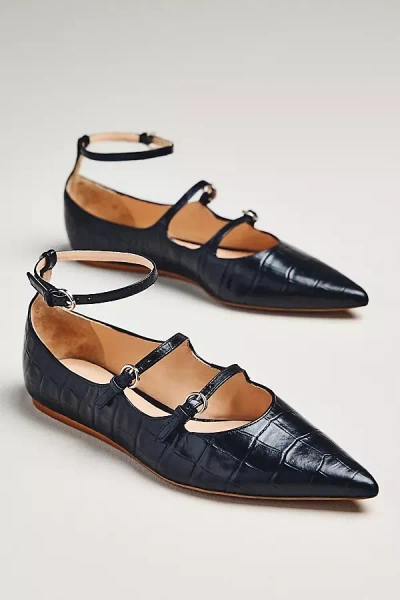 Maeve Triple-strap Mary Jane Flats In Black