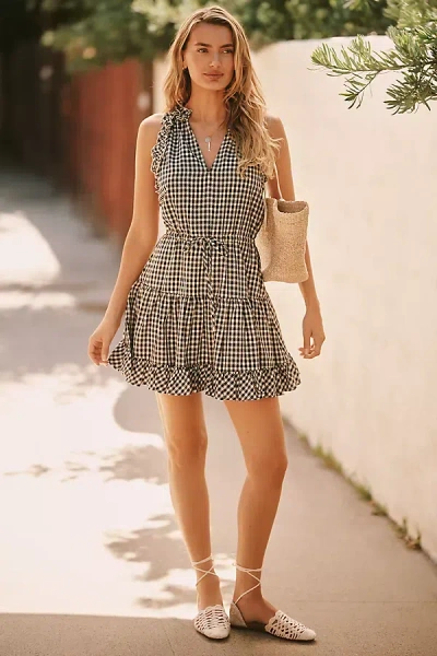 Sundays Blisse Mini Dress In Black Cream Gingham In Brown