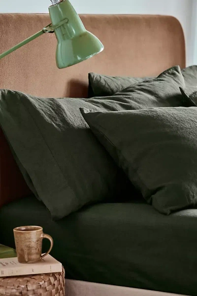 Piglet In Bed Linen Blend Shams, Set Of 2 In Green