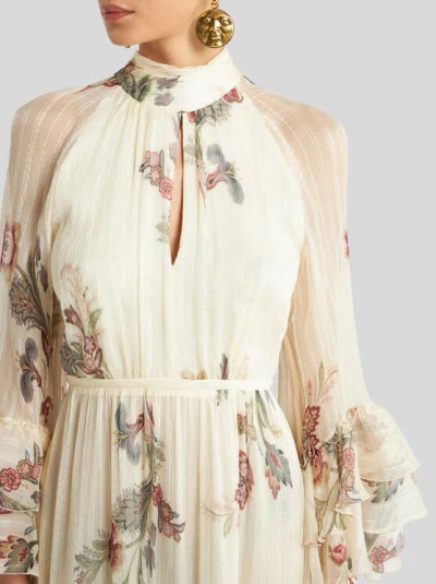 Etro Tiered Tie-neck Floral-print Silk-crepon Maxi Dress In Neutral