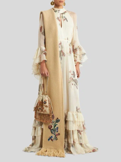 Etro Tiered Tie-neck Floral-print Silk-crepon Maxi Dress In Neutral