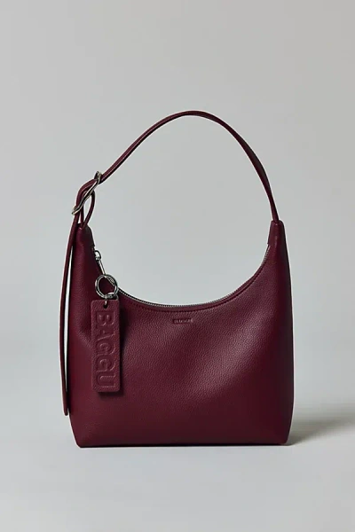 Baggu Mini Recycled Leather Shoulder Bag In Mahogany, Women's At Urban Outfitters In Brown