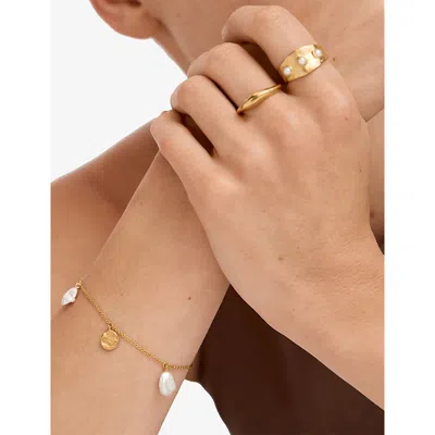 Monica Vinader Womens Capri 18ct Yellow Gold Vermeil And Keshi Pearl Station Bracelet