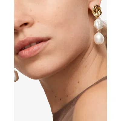 Monica Vinader Womens Capri 18ct Yellow Gold Vermeil And Multi Keshi And Baroque Pearl Drop Earrings In Gold